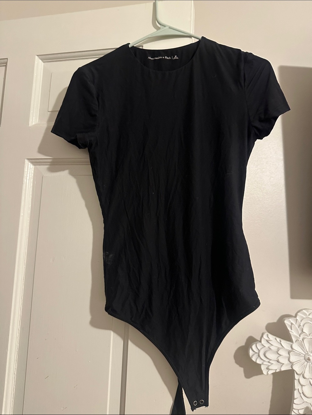 Abercrombie & Fitch Black Short-Sleeve Crewneck Bodysuit